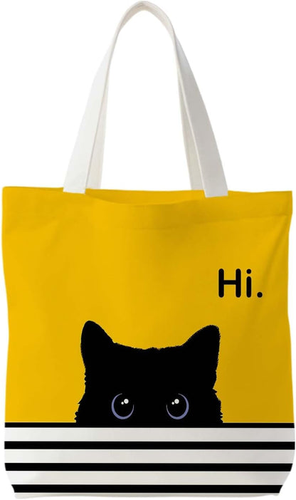 Striped Canvas Bag, Floral Tote Bag for women, Reusable Grocery Shopping Bags