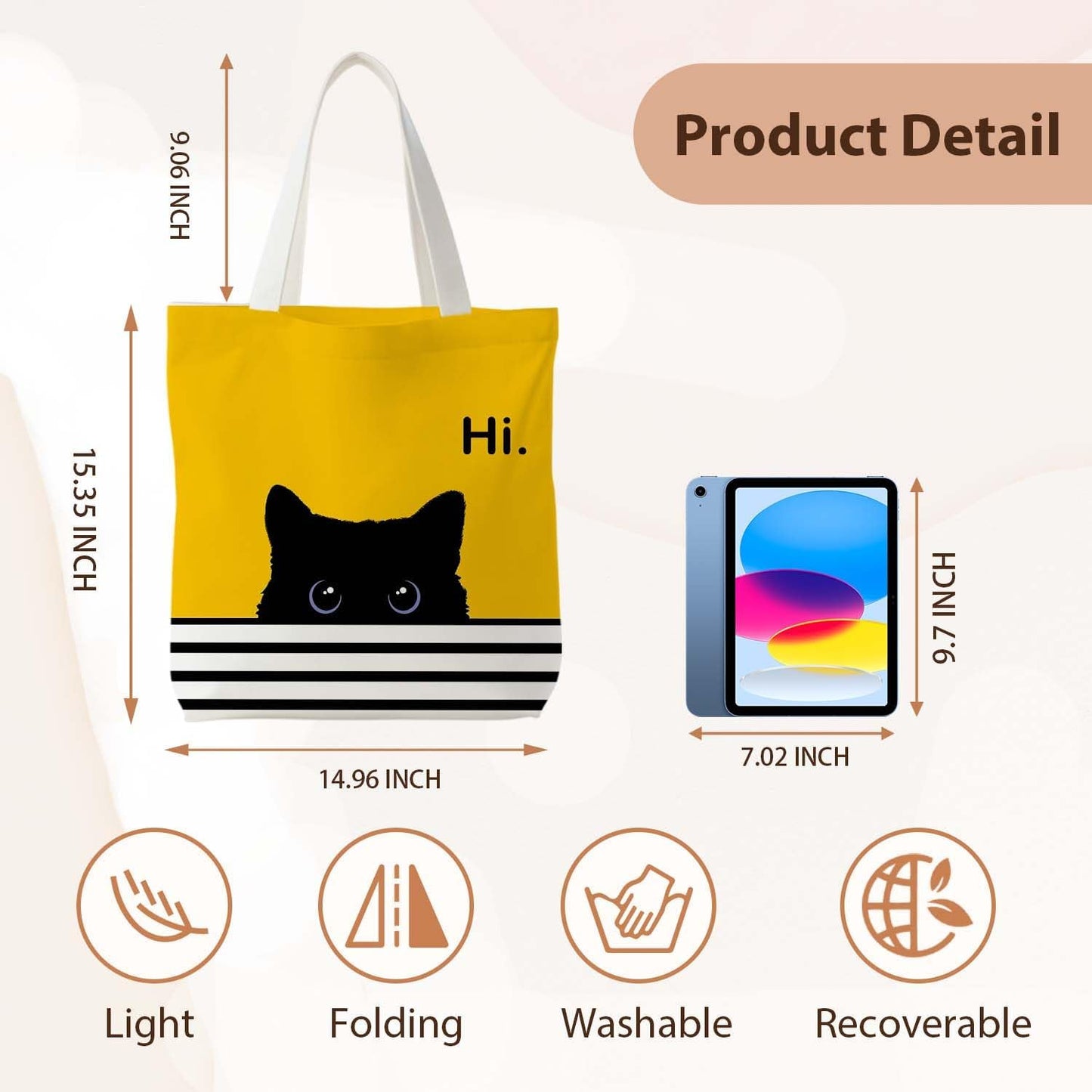 Striped Canvas Bag, Floral Tote Bag for women, Reusable Grocery Shopping Bags