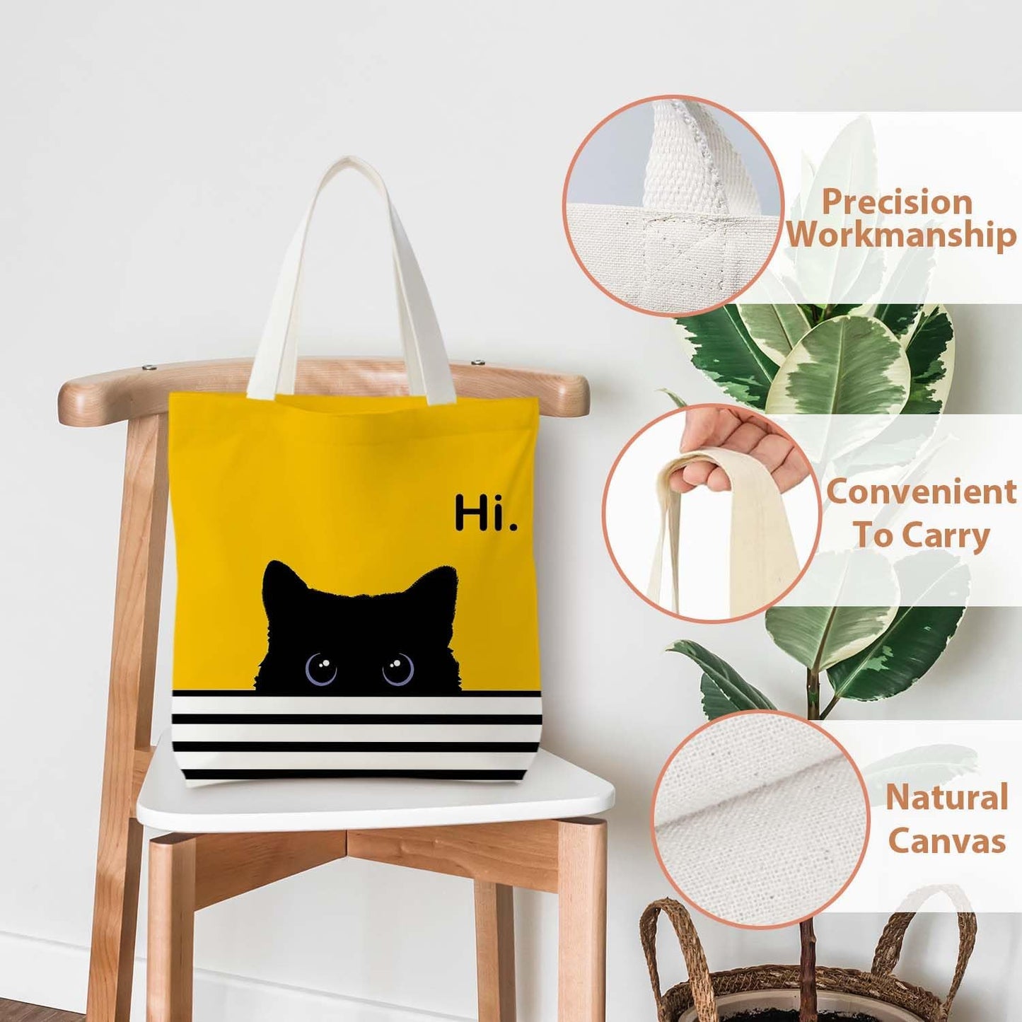 Striped Canvas Bag, Floral Tote Bag for women, Reusable Grocery Shopping Bags
