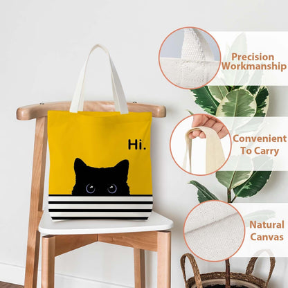 Striped Canvas Bag, Floral Tote Bag for women, Reusable Grocery Shopping Bags