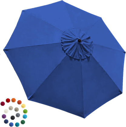 USA 9FT Patio Umbrella Replacement Covers 8 Ribs Market Umbrella Canopy Cover (CANOPY ONLY) (Blue)