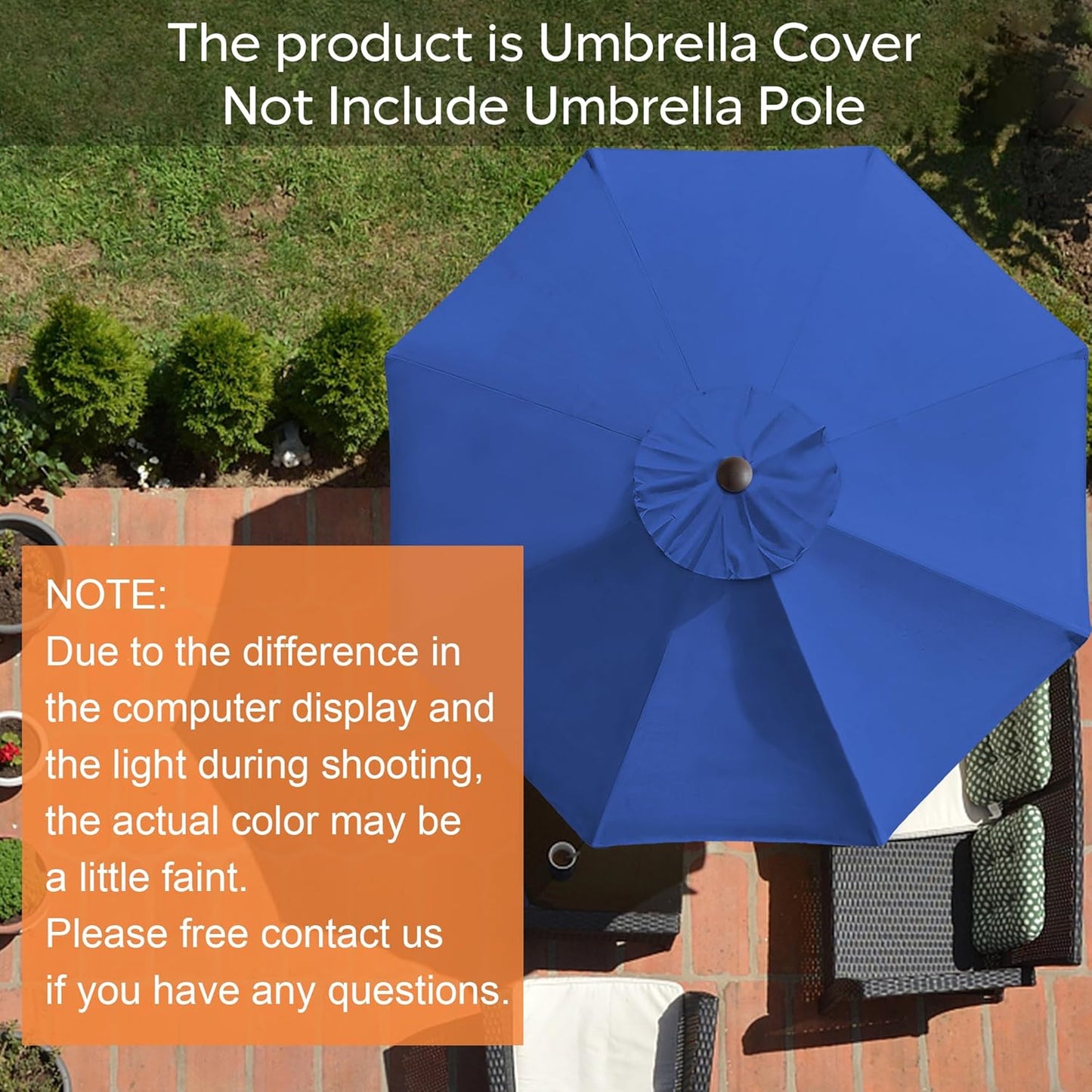 USA 9FT Patio Umbrella Replacement Covers 8 Ribs Market Umbrella Canopy Cover (CANOPY ONLY) (Blue)