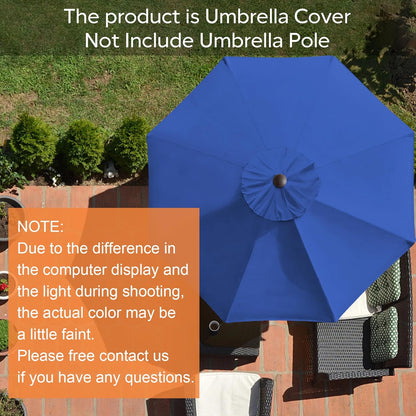 USA 9FT Patio Umbrella Replacement Covers 8 Ribs Market Umbrella Canopy Cover (CANOPY ONLY) (Blue)
