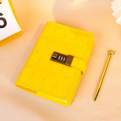 Diary with Lock for Girls Women Leather Vintage Journal with Lock Refillable B6 Locked Diary 224 Pages Secret Lockable Journals with Gift Box for Teen Girls 8.0 x 5.5 Inch, Yellow