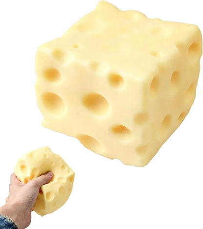 Cheese Squishy Toy for Stress & Anxiety Relief (Yellow-2.76IN) | Soft Skin-Feel Cheese Block Squeeze Toy, Great Fidget Companion for Adults, Fun Food Design