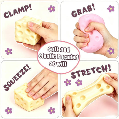 Cheese Squishy Toy for Stress & Anxiety Relief (Yellow-2.76IN) | Soft Skin-Feel Cheese Block Squeeze Toy, Great Fidget Companion for Adults, Fun Food Design