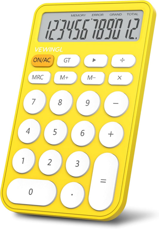 Standard Calculator, 12 Digit Large Display Desktop Calculator with Big Buttons for Office, School, Home & Business