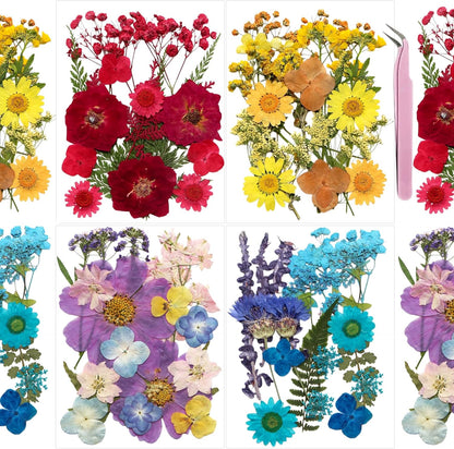 4 Packs Dried Pressed Flowers for Resin, Natural Dried Flowers for Crafts, Real Pressed Flowers Dry Leaves Bulk for Epoxy Resin Jewelry,Scrapbook,Picture Frame,Bookmarks,Candle & Soap Making