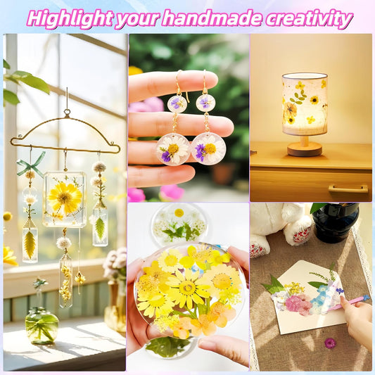 4 Packs Dried Pressed Flowers for Resin, Natural Dried Flowers for Crafts, Real Pressed Flowers Dry Leaves Bulk for Epoxy Resin Jewelry,Scrapbook,Picture Frame,Bookmarks,Candle & Soap Making