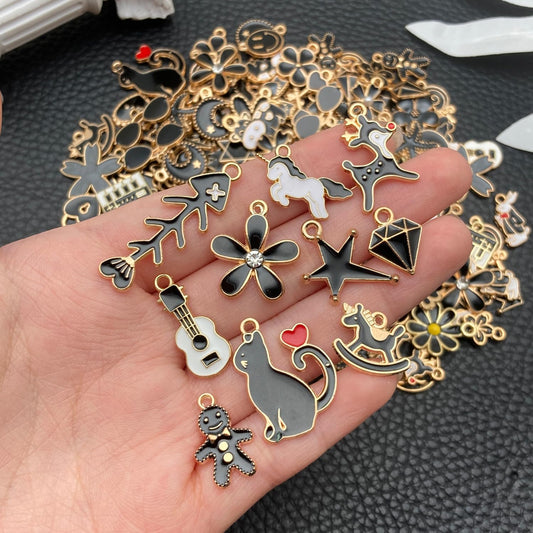 100 Pcs Random Enamel Charms for Jewelry Making Flowers, Hearts, and Mixed Styles Bracelet Necklaces Earrings Making Findings Supplies (SN1256-Yellow)