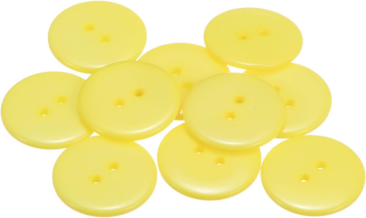 10pcs Sewing Button 1"(25mm) 2 Holes Resin Round Craft Replacement Buttons for Clothing DIY Crafts Decoration, Yellow