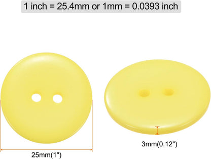 10pcs Sewing Button 1"(25mm) 2 Holes Resin Round Craft Replacement Buttons for Clothing DIY Crafts Decoration, Yellow