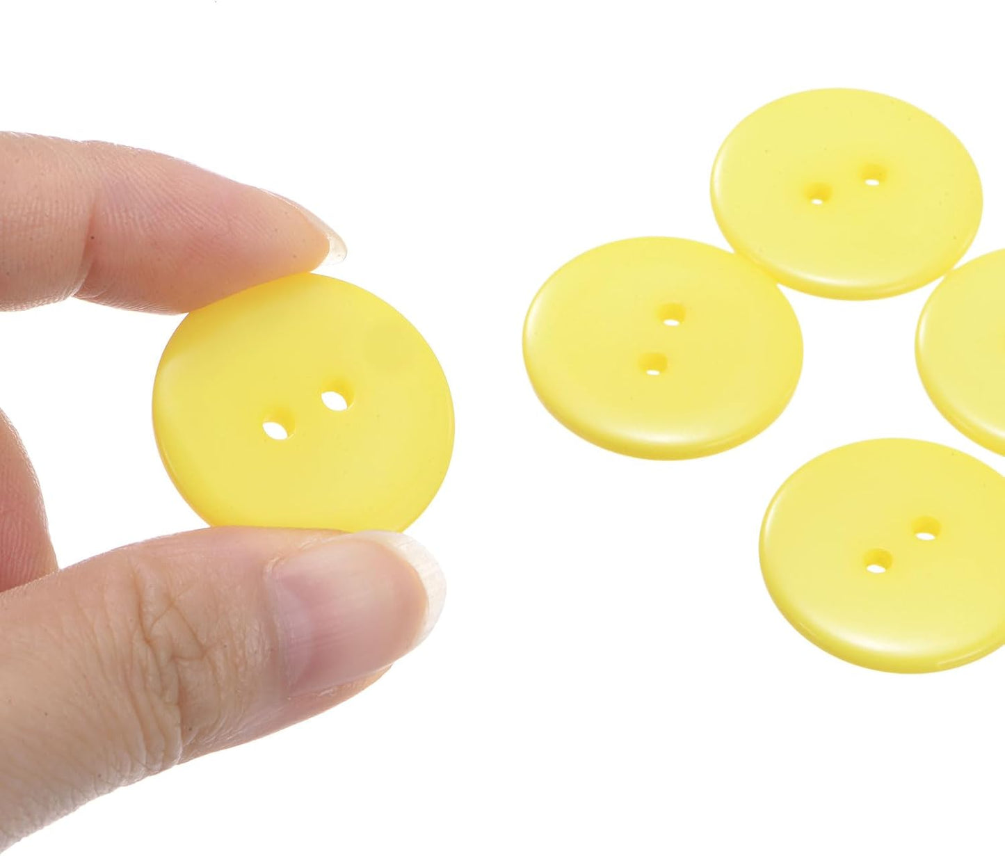 10pcs Sewing Button 1"(25mm) 2 Holes Resin Round Craft Replacement Buttons for Clothing DIY Crafts Decoration, Yellow