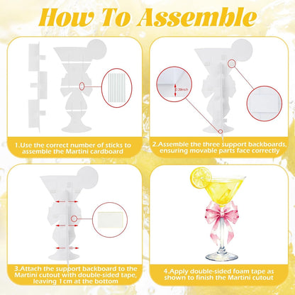 Lawnldyll 4ft Large Yellow Martini Bow Cardboard Cutout A Tini Bit Older Birthday Cutout Stand Lemon Cocktail Backdrop Decorations for Women Coquette Bachelorette Bridal Shower Cocktail Party Decor