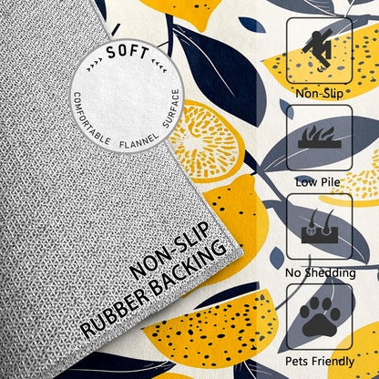 Lemon Rug for Classroom - Lemon Rug, 2x3 Rug, Citrus Fruit Area Rug, Botanical Door Mat, Washable & Non Slip & Soft Small Carpet, Lemon Home Decor Gifts
