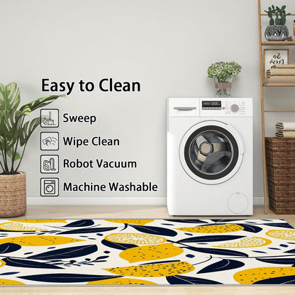 Lemon Rug for Classroom - Lemon Rug, 2x3 Rug, Citrus Fruit Area Rug, Botanical Door Mat, Washable & Non Slip & Soft Small Carpet, Lemon Home Decor Gifts