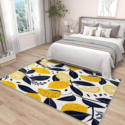 Lemon Rug for Classroom - Lemon Rug, 2x3 Rug, Citrus Fruit Area Rug, Botanical Door Mat, Washable & Non Slip & Soft Small Carpet, Lemon Home Decor Gifts