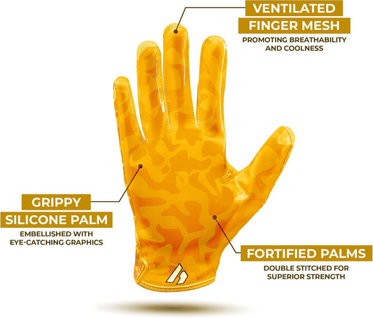RPG1 Football Gloves - Adult & Youth Sizes – Extra Sticky Grip Kids Football Gloves for Game Day, Training, High School