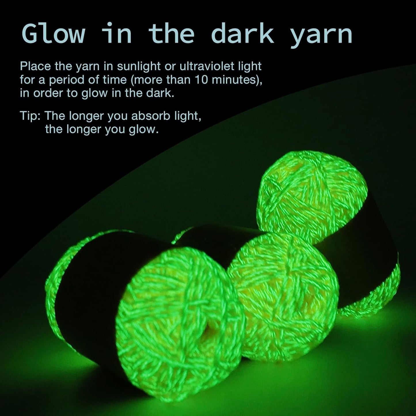 Glow in the Dark Chenille Yarn, 50g Skeins, 3 Pack, for Crocheting Crafts, Hats, Socks (Mustard)