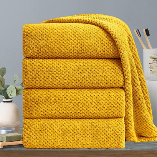 Extra Large Bath Towels Set 35x70 Inches - Yellow Luxury 600 GSM Oversized Bath Sheet Towel,Ultra Soft Microfiber - Quick Dry,Highly Absorbent Shower Towels Spa Hotel Bathroom Towel Set (4-Pack)