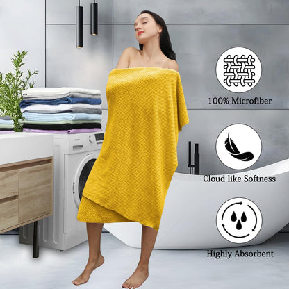 Extra Large Bath Towels Set 35x70 Inches - Yellow Luxury 600 GSM Oversized Bath Sheet Towel,Ultra Soft Microfiber - Quick Dry,Highly Absorbent Shower Towels Spa Hotel Bathroom Towel Set (4-Pack)