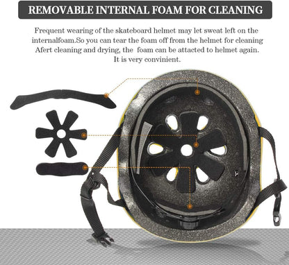 Skateboard Helmet Impact Resistance Ventilation for Youth & Adults
