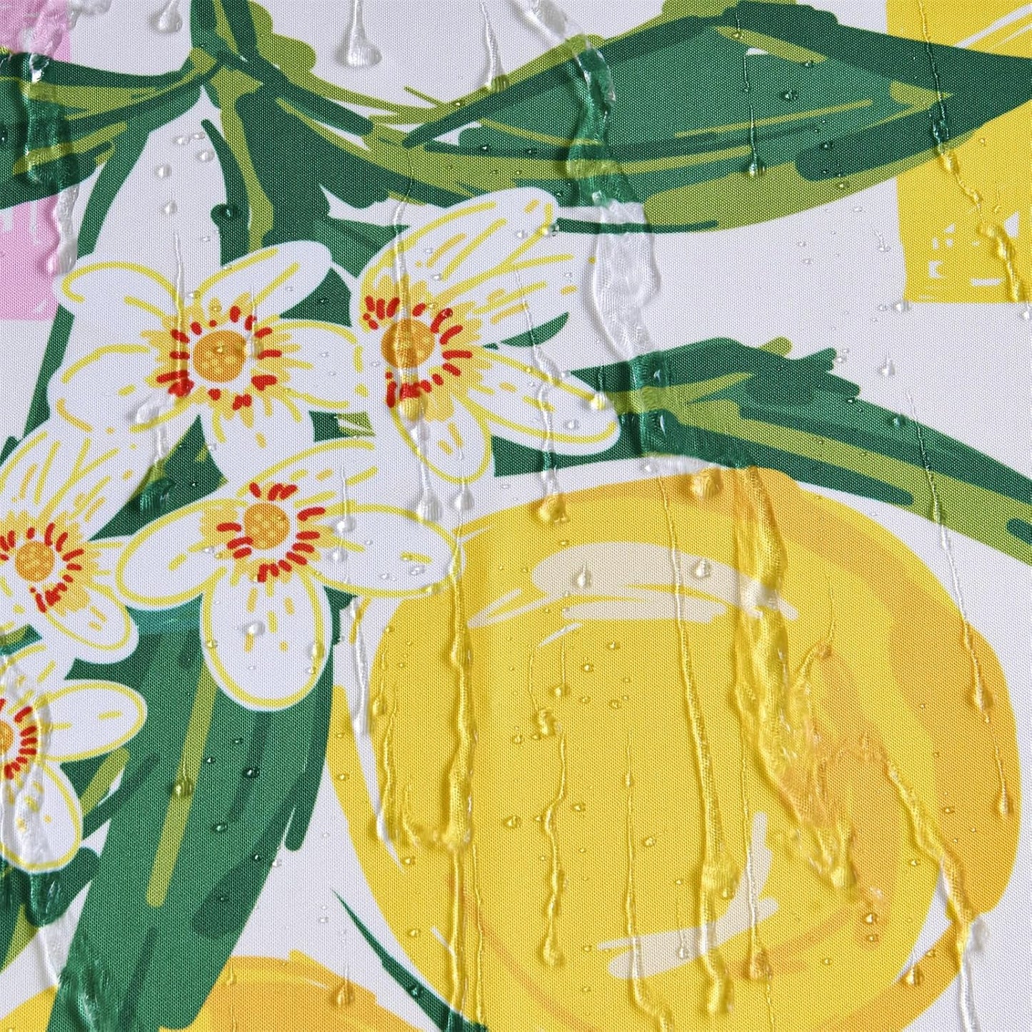 Cute Lemon Fruit Fabric Shower Curtain Summer Aesthetic Summer Beach Themed Bathroom Decoration, Yellow and Green Checkerboard Cute Floral Botanical Coastal Shower Curtains Set with Hooks