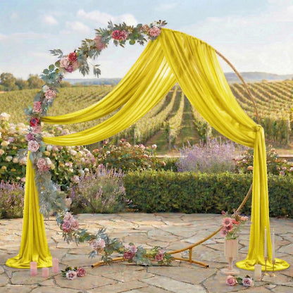 ® Pack of 2 Wedding Arch Drape Panel (30" Width x 20ft Long) Sheer Chiffon Arbor Canopy Drapery Fabric for Wedding Ceremony Reception Decoration Party Ceiling Backdrop Curtain Swag - Yellow
