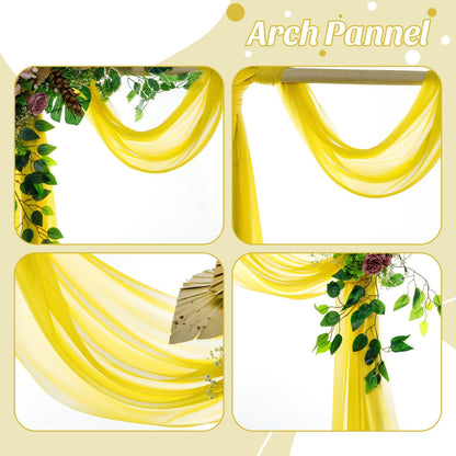 ® Pack of 2 Wedding Arch Drape Panel (30" Width x 20ft Long) Sheer Chiffon Arbor Canopy Drapery Fabric for Wedding Ceremony Reception Decoration Party Ceiling Backdrop Curtain Swag - Yellow
