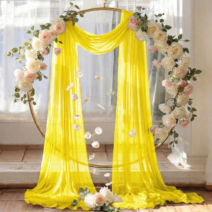 ® Pack of 2 Wedding Arch Drape Panel (30" Width x 20ft Long) Sheer Chiffon Arbor Canopy Drapery Fabric for Wedding Ceremony Reception Decoration Party Ceiling Backdrop Curtain Swag - Yellow