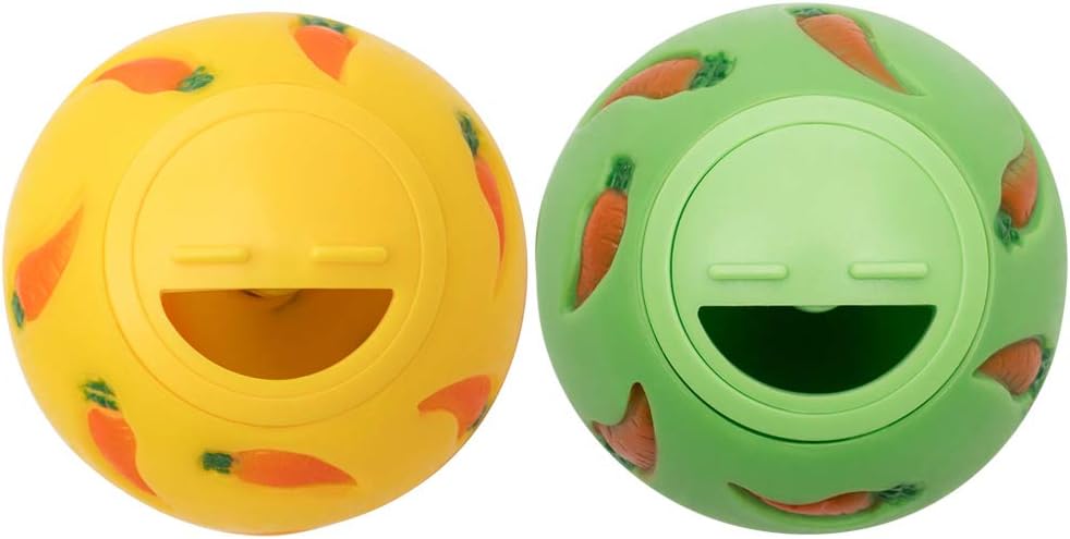 Treat Ball, Snack Ball for Small Animals (Small, Yellow & Green)