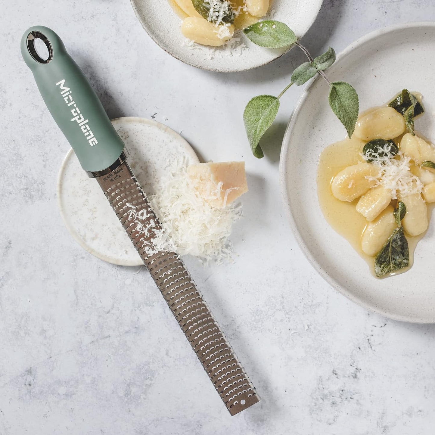 Premium Classic Zester - Eucalyptus Green | Lemon Zester tool, Hard Cheese & Vegetable Grater | For Citrus, Parmesan Cheese, Garlic, Ginger, Nutmeg | Fine Stainless Steel Blade, Made in USA