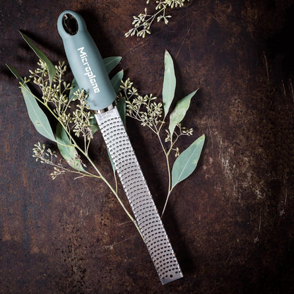 Premium Classic Zester - Eucalyptus Green | Lemon Zester tool, Hard Cheese & Vegetable Grater | For Citrus, Parmesan Cheese, Garlic, Ginger, Nutmeg | Fine Stainless Steel Blade, Made in USA