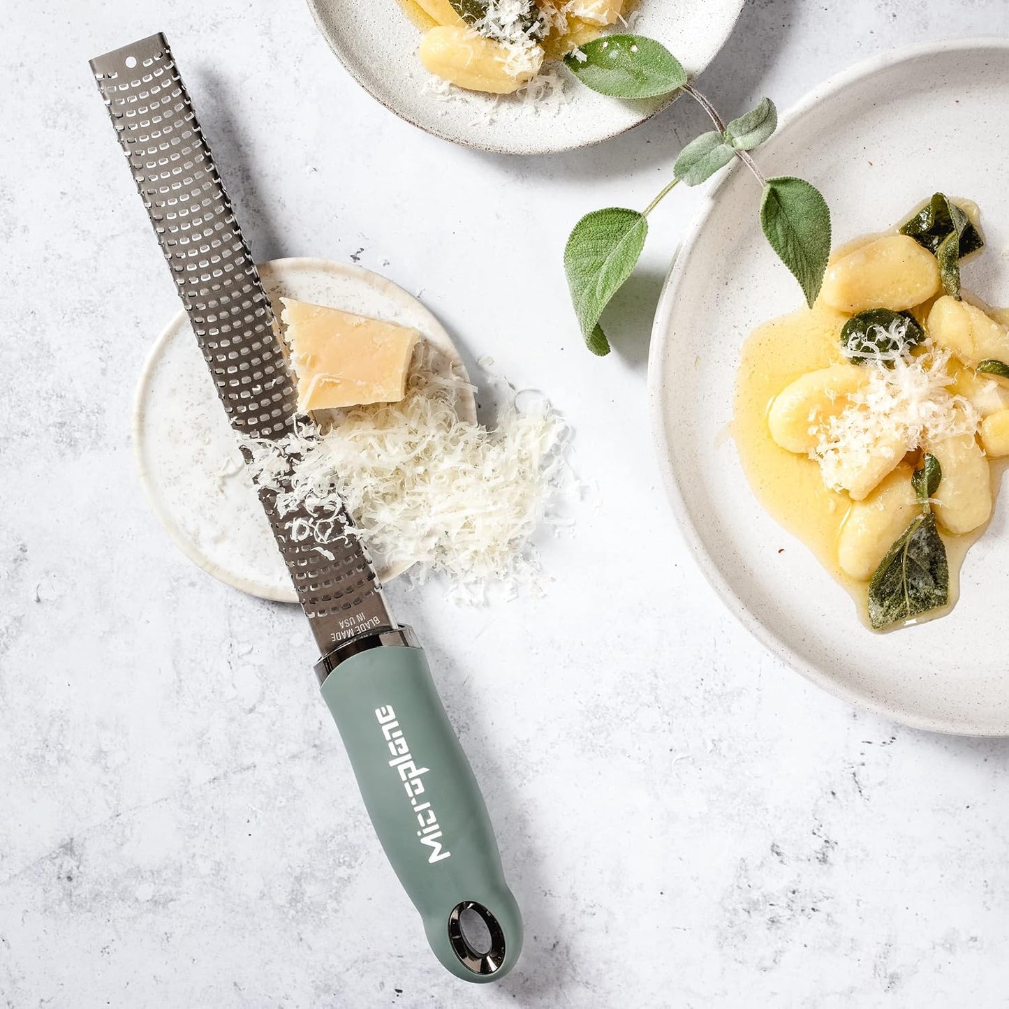 Premium Classic Zester - Eucalyptus Green | Lemon Zester tool, Hard Cheese & Vegetable Grater | For Citrus, Parmesan Cheese, Garlic, Ginger, Nutmeg | Fine Stainless Steel Blade, Made in USA