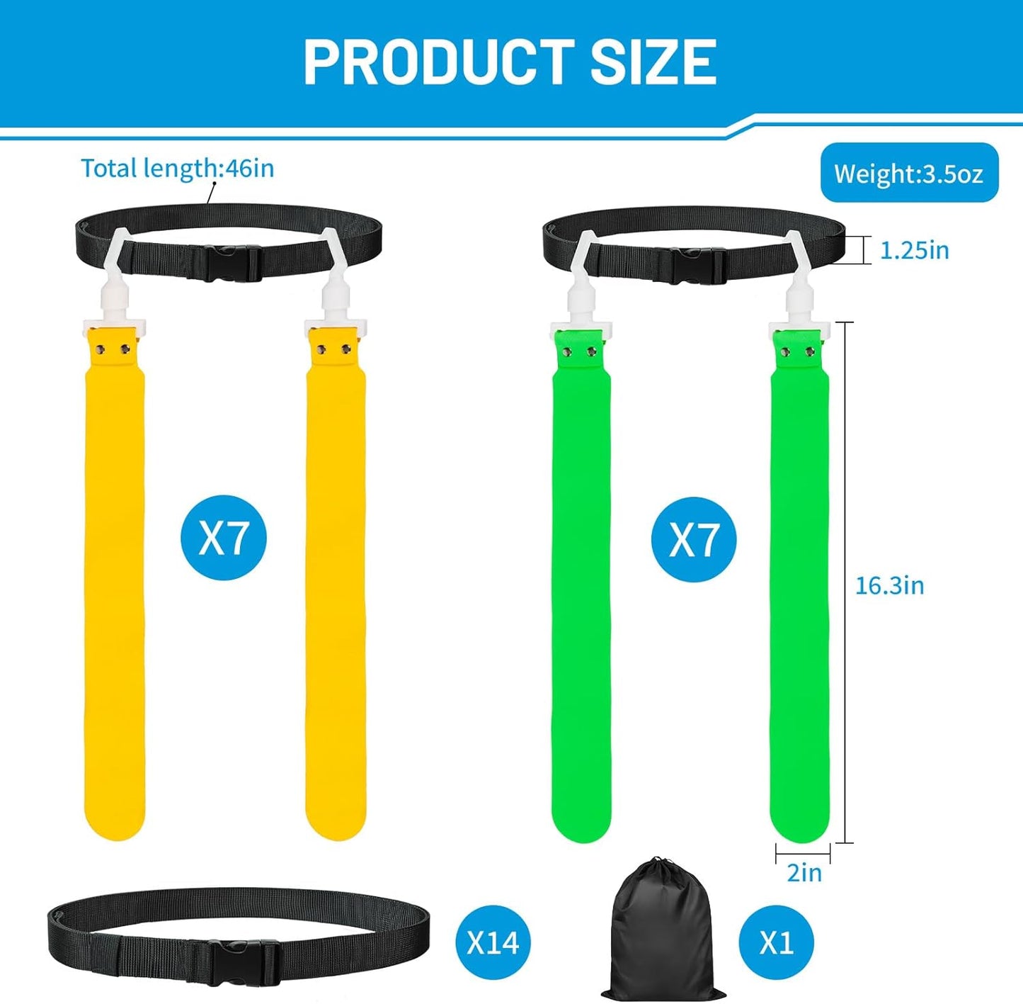 Flag Football Belts, 14 Player Adjustable Flag Football Set with 28 Flags for Youths Adults - Fits Up to 22-46" Waist