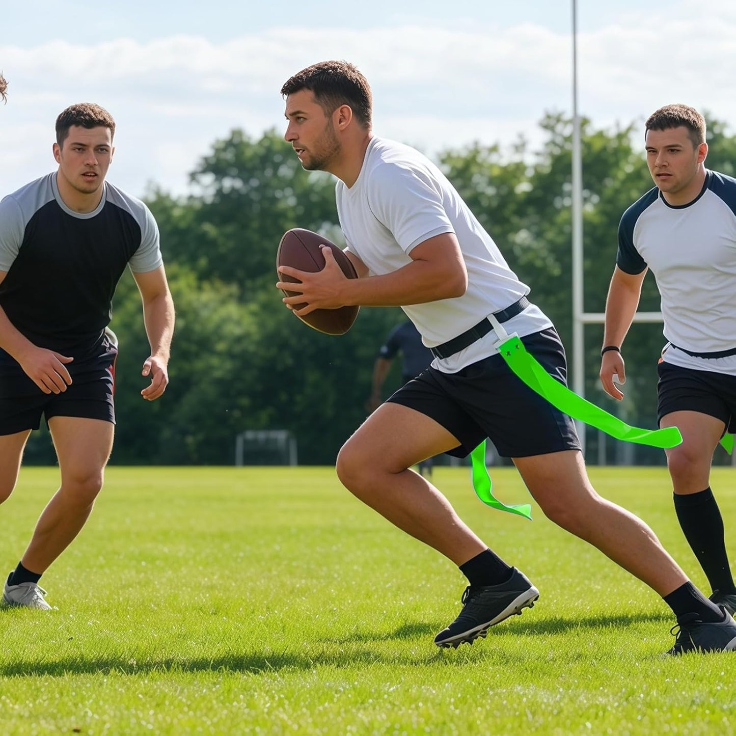 Flag Football Belts, 14 Player Adjustable Flag Football Set with 28 Flags for Youths Adults - Fits Up to 22-46" Waist