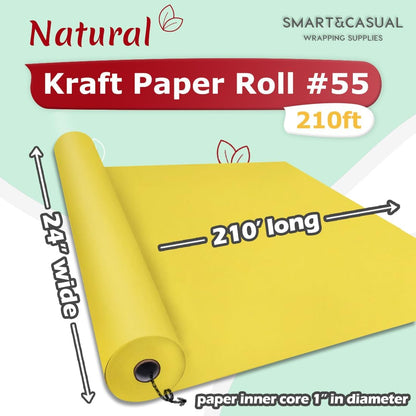 24" x 2,520" (210') Lemon Yellow Kraft Craft Paper Roll for Gift Wrapping Bulletin Board Bouquet Flower Art Packing Parcel Table Covering 80GSM 55LB (Lemon Yellow, 24" x 210')