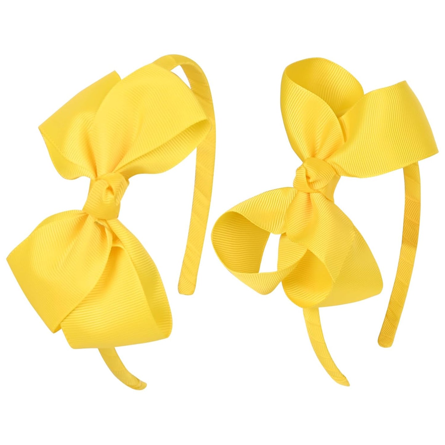2 PCS 4" Yellow Bow Headband Grosgrain Ribbon Hair Bows for Toddlers Hair Band Accessories for Little Girls Kids Set of 2 -Yellow