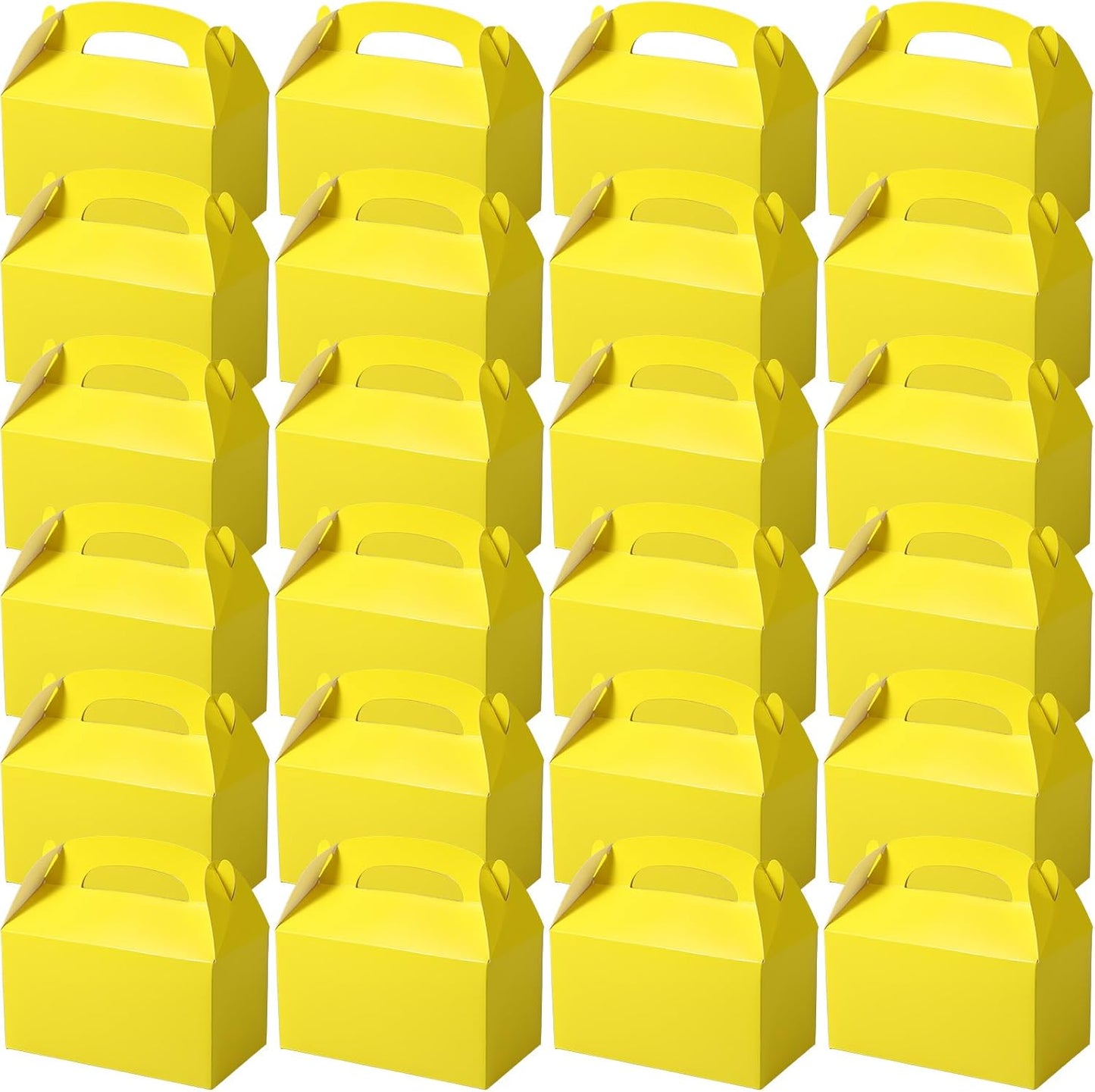 24 Pcs Yellow Party Favor Treat Boxes Gable Paper Gift Box Candy Snack Goodie Cake Treat Boxes for Birthday Wedding Party Favors (Yellow)
