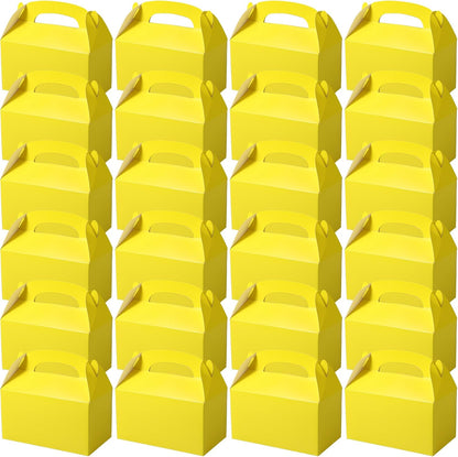 24 Pcs Yellow Party Favor Treat Boxes Gable Paper Gift Box Candy Snack Goodie Cake Treat Boxes for Birthday Wedding Party Favors (Yellow)