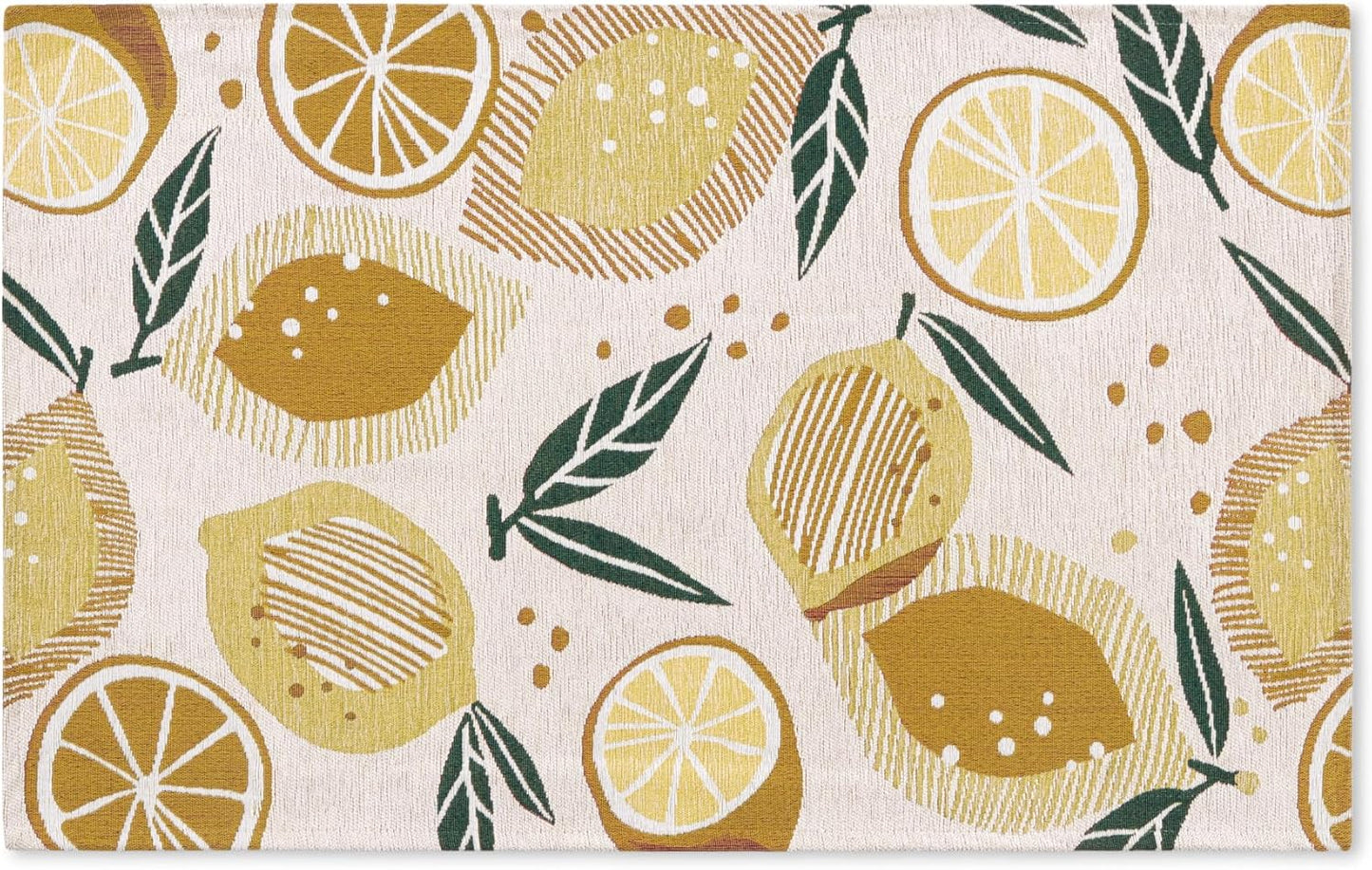 Livie Fresh Lemon Everwash Washable Multi-Use Decorative Cream 24"x40" Kitchen Rug, Bedroom Rug, Hallway Rug with Non-Slip Backing