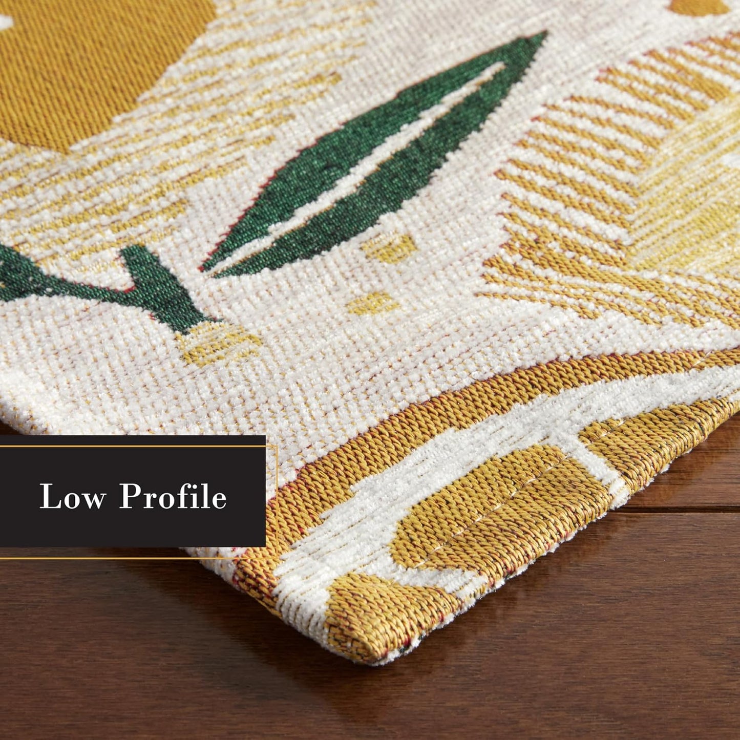 Livie Fresh Lemon Everwash Washable Multi-Use Decorative Cream 24"x40" Kitchen Rug, Bedroom Rug, Hallway Rug with Non-Slip Backing