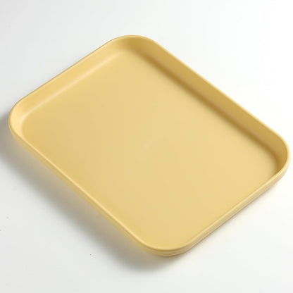 1 Pack Yellow Decorative Serving Tray, Plastic Manicure Tools Storage Dish, Perfume Jewelry Dinner Placing Plate for Bedroom Kitchen Salon Supplies
