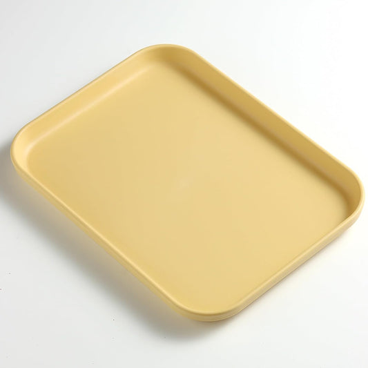 1 Pack Yellow Decorative Serving Tray, Plastic Manicure Tools Storage Dish, Perfume Jewelry Dinner Placing Plate for Bedroom Kitchen Salon Supplies