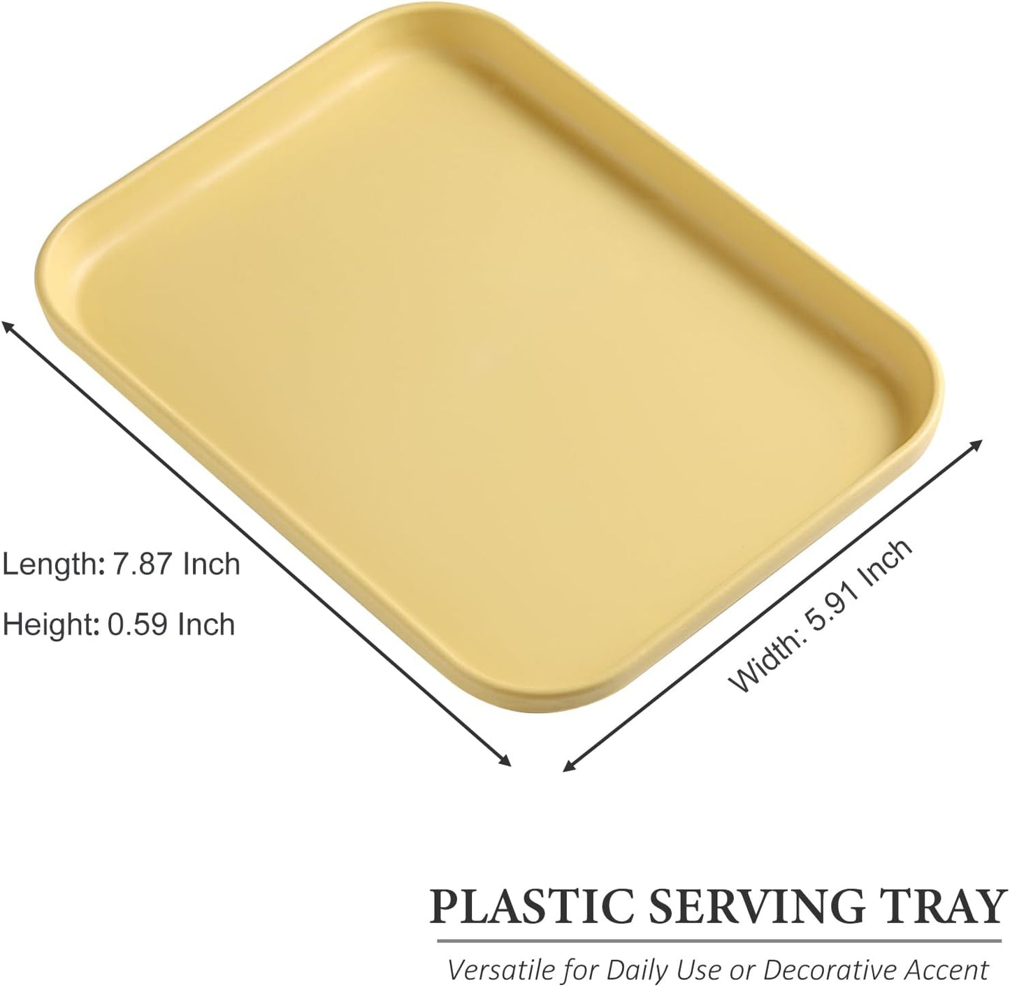 1 Pack Yellow Decorative Serving Tray, Plastic Manicure Tools Storage Dish, Perfume Jewelry Dinner Placing Plate for Bedroom Kitchen Salon Supplies