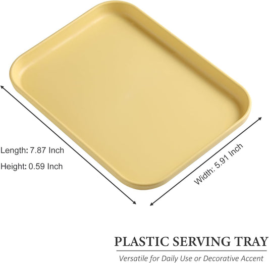1 Pack Yellow Decorative Serving Tray, Plastic Manicure Tools Storage Dish, Perfume Jewelry Dinner Placing Plate for Bedroom Kitchen Salon Supplies