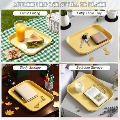 1 Pack Yellow Decorative Serving Tray, Plastic Manicure Tools Storage Dish, Perfume Jewelry Dinner Placing Plate for Bedroom Kitchen Salon Supplies