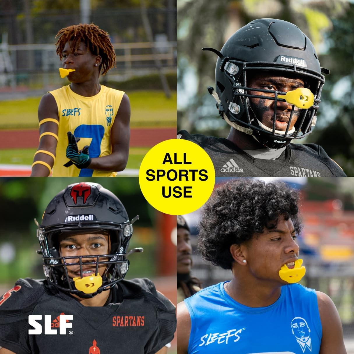 Football Mouth Guard - Adult/Youth Mouthguard with Strap - Lip/Teeth Protector Mouthpiece - No Boil - for Youth/Adults, Maximum Air Flow, for All Sports - Yellow