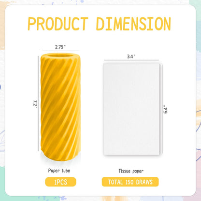 Car Tissue Holder, Refillable Round Cylinder with 3 Tissue Packs, Universal Fit for Vehicle Cup Holder, Home & Office, Car Accessories Interior (Yellow)