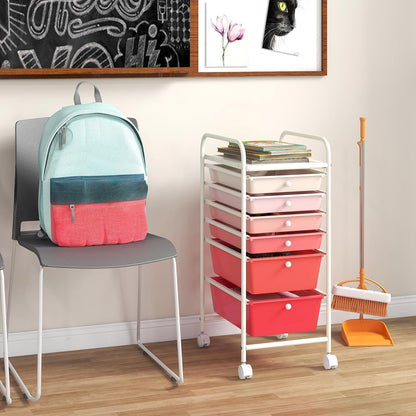 6-Drawer Rolling Storage Cart - Classroom Organization on Wheels w/Removable Plastic Drawers, Mobile Art Craft Cart for School Paper Home Office, Utility Cart with Drawers (Yellow)